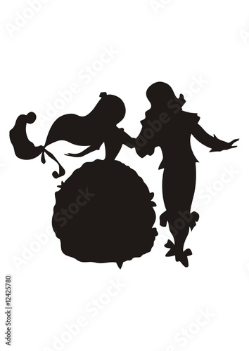 Dancing Prince and Princess - Silhouette Vector