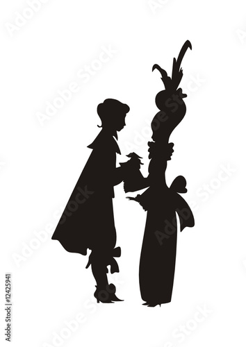 Dancing Prince and Princess - Silhouette Vector