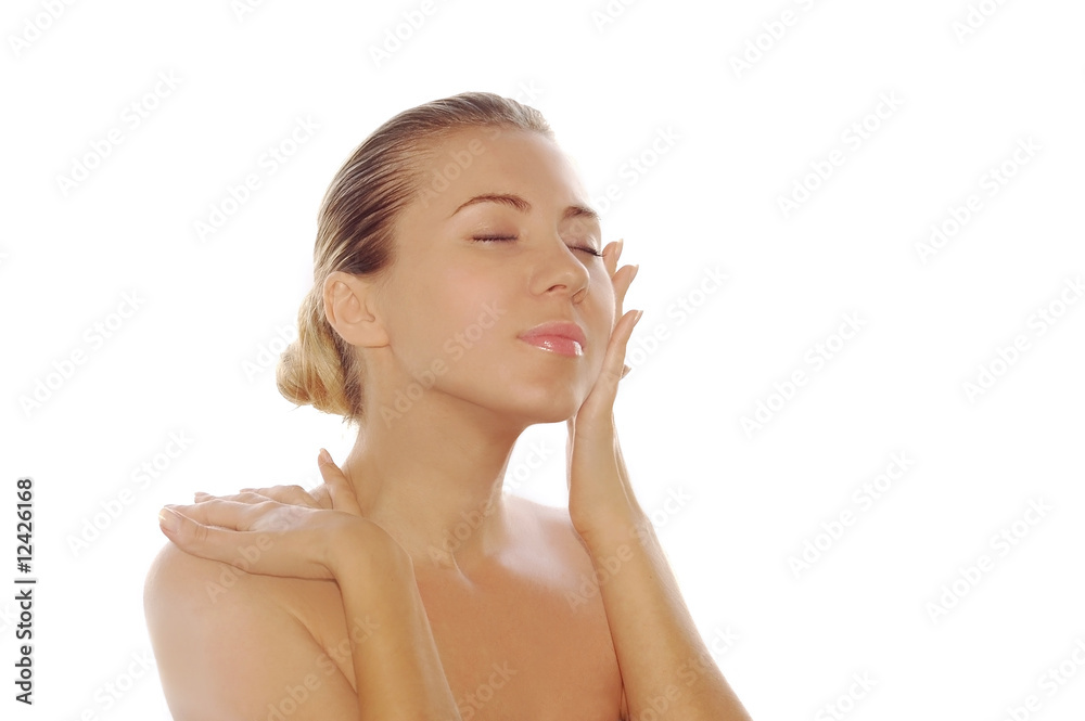 young adult woman with health skin of face young adult woman with health skin of face