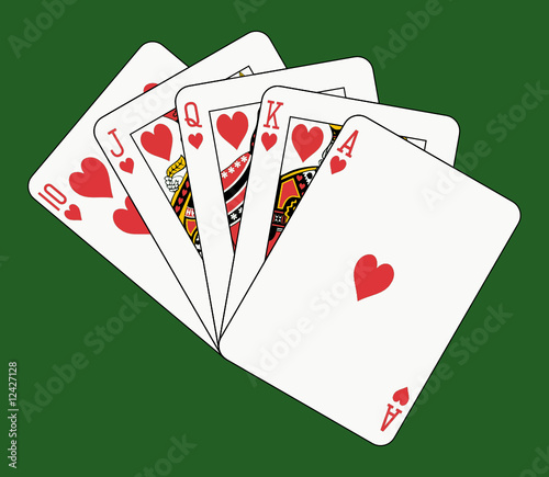 royal flush diamond on green