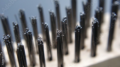 Close-up of wire bristle brush