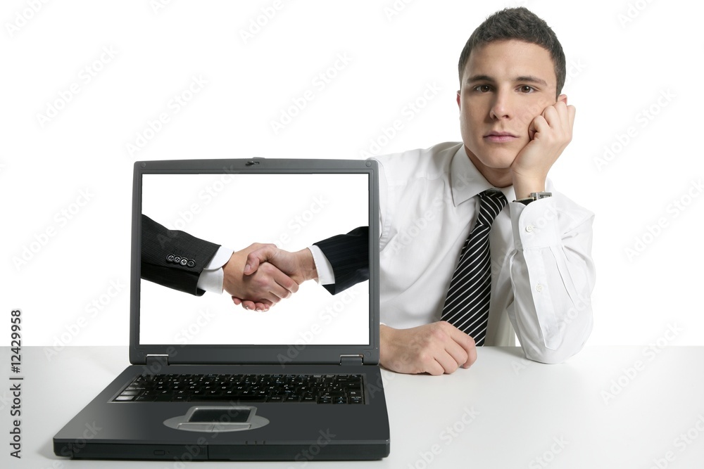 Businessman partners shaking hands with suit Businessman partners shaking hands with suit