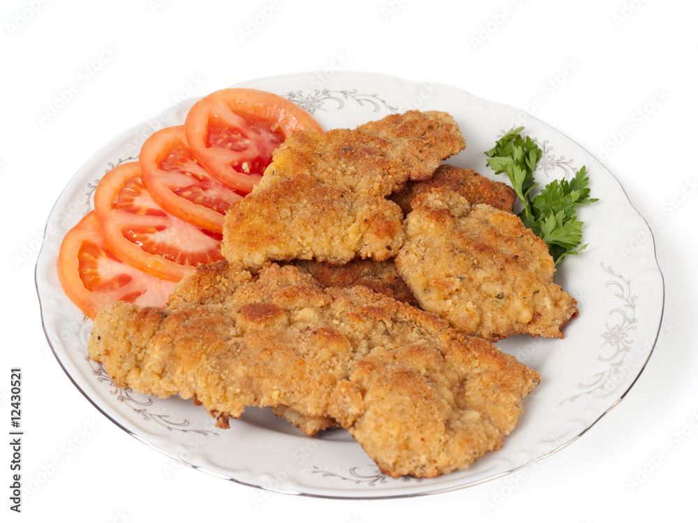 Schnitzels with tomato and parsley