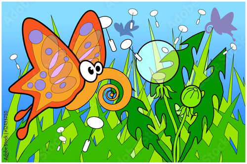 butterfly and dandelion