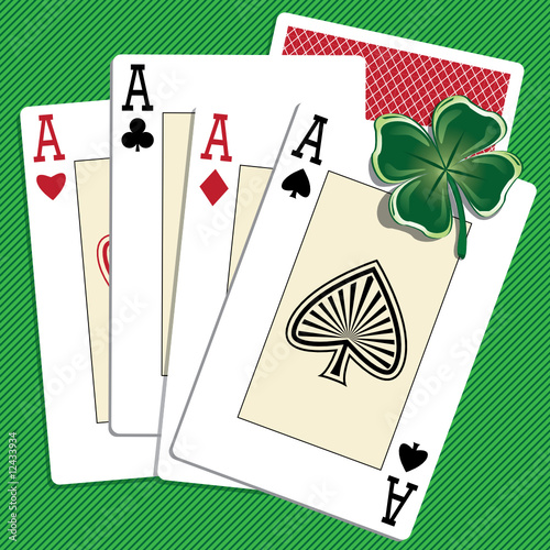 Playing cards with a clover flower