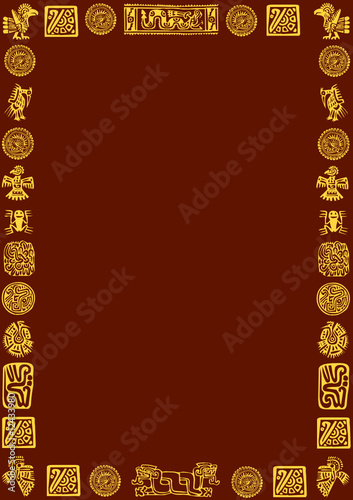 brown background with golden mexikan symbols