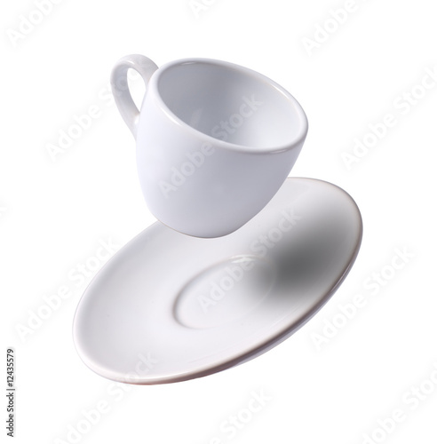 falling coffee cup with saucer
