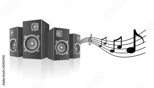 Vector illustration of speaker playing music