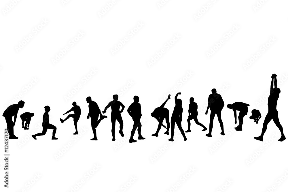 Healthy people exercising outdoors, collection Healthy people exercising outdoors, collection