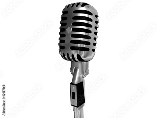 retro microphone isolated on white background