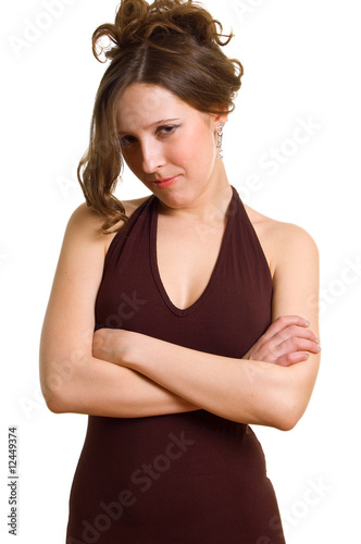 young girl in brown dress