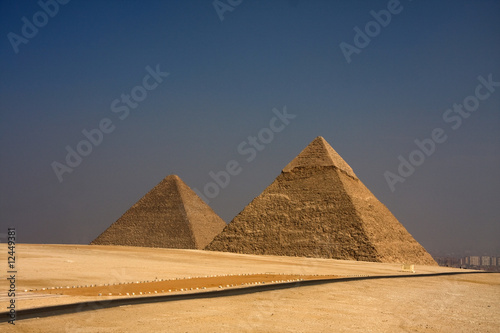 View of pyramid against blue sky