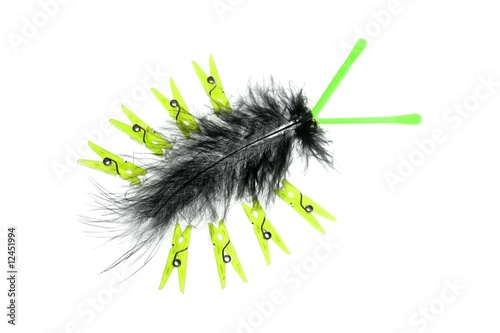 funny bug made of clothes pin and feather