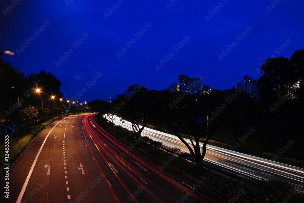 singapore road in the evening