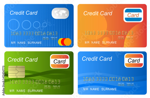 Set of color credit card vector, highly detailed, vector