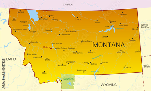 Vector color map of Montana state. Usa