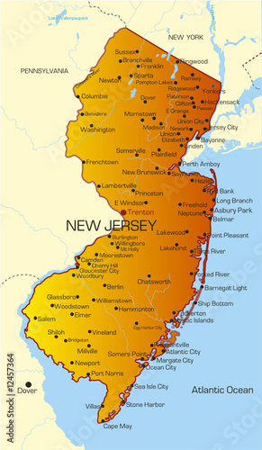 Vector color map of New Jer...