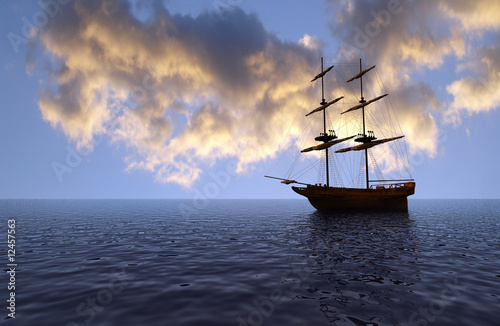 old ship over the ocean - digital artwork