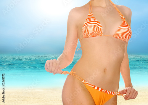 beautiful women on the sunny tropical beach
