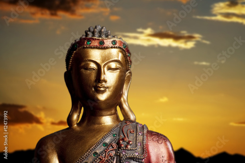 Buddha Statue at Sunset photo