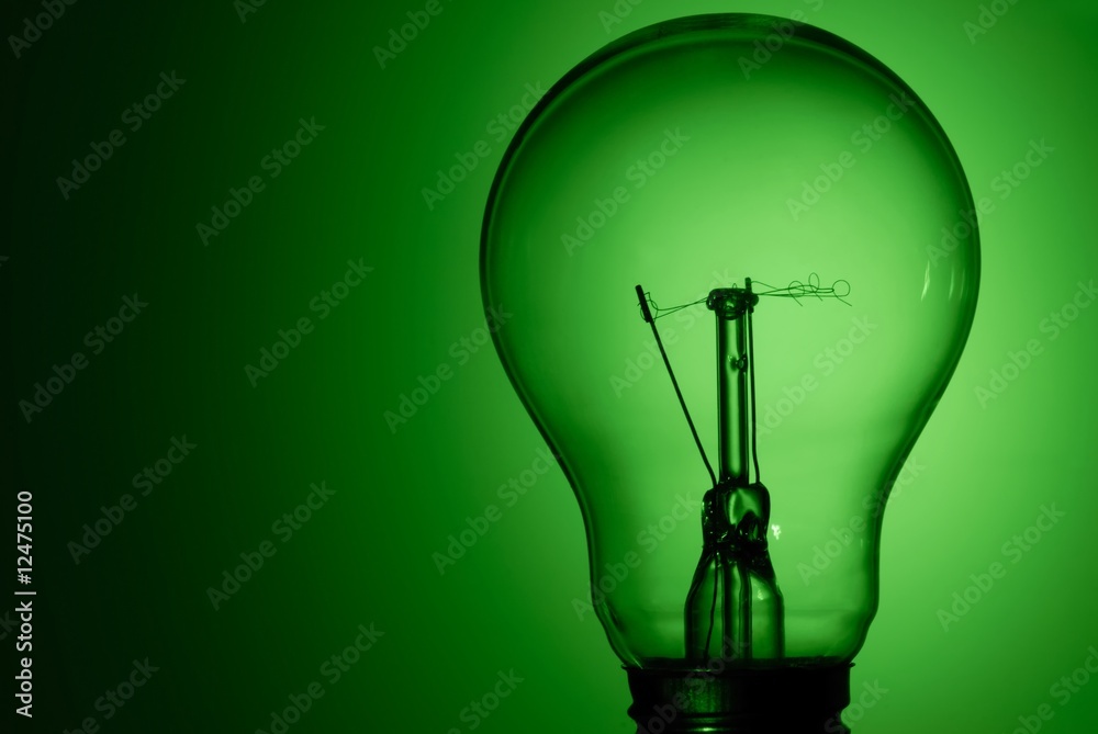 bulb in green light