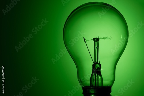 bulb in green light