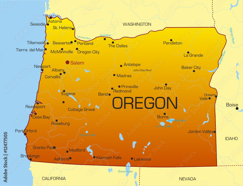 vector-color-map-of-oregon-state-usa-stock-vector-adobe-stock