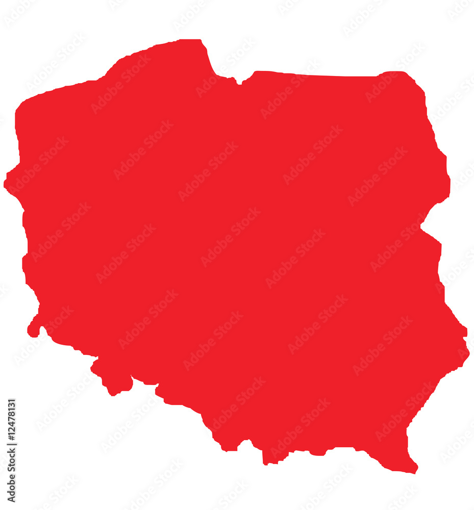 Fototapeta Red outline map of Poland