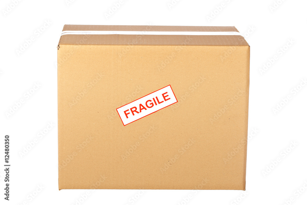Fragile on cardboard box Fragile on cardboard box