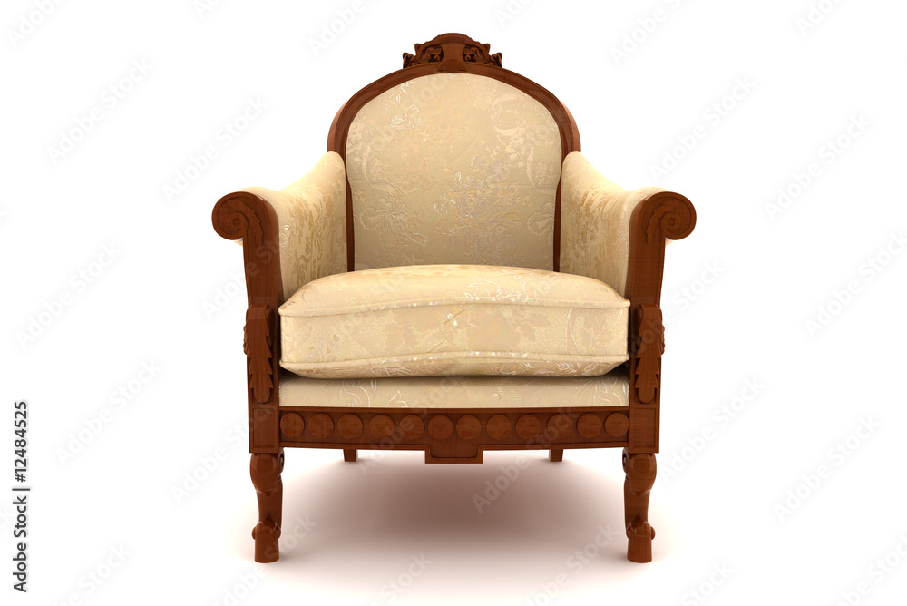 beige classic armchair isolated on white background beige classic armchair isolated on white background