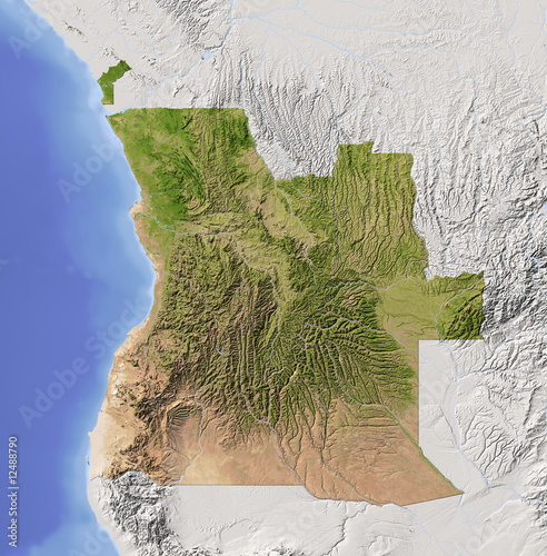 Fototapeta Naklejka Na Ścianę i Meble -  Angola, shaded relief map