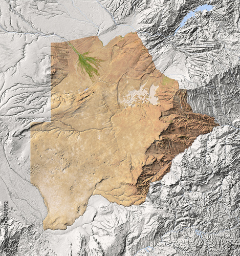 Fototapeta Naklejka Na Ścianę i Meble -  Botswana, shaded relief map