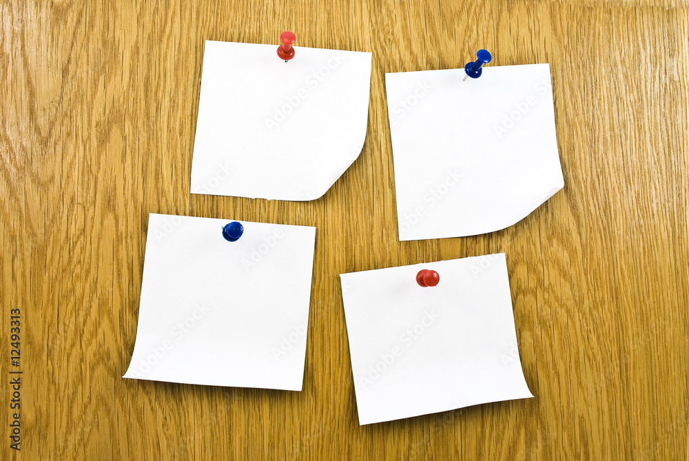 Blanks notes papers attached to a wooden wall Blanks notes papers attached to a wooden wall