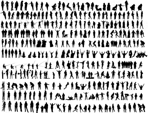Lot of different people in action vector