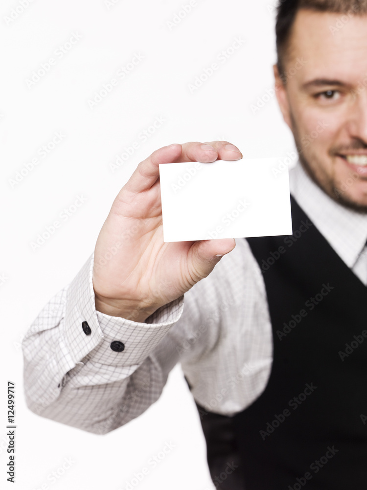 Man showing a sign Man showing a sign