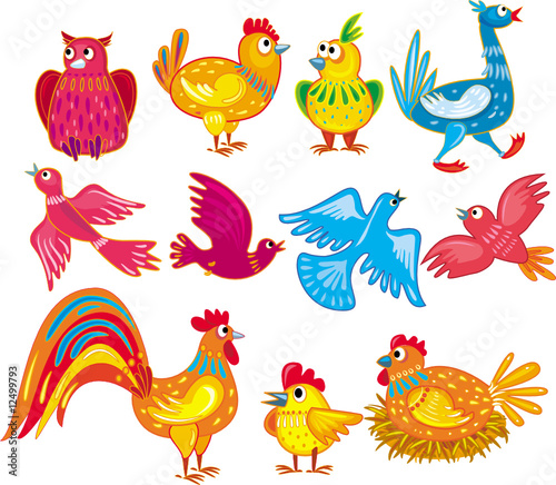 vector abstract birds set