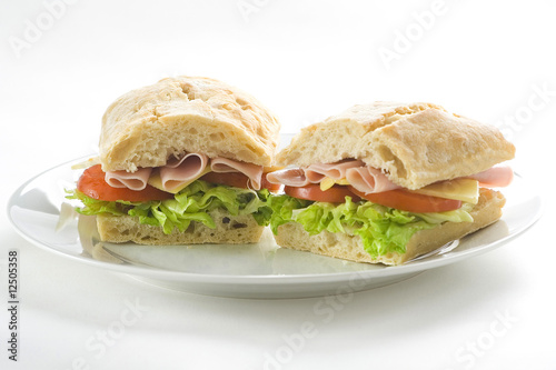 delicious sandwich of ham cheese lettuce tomato