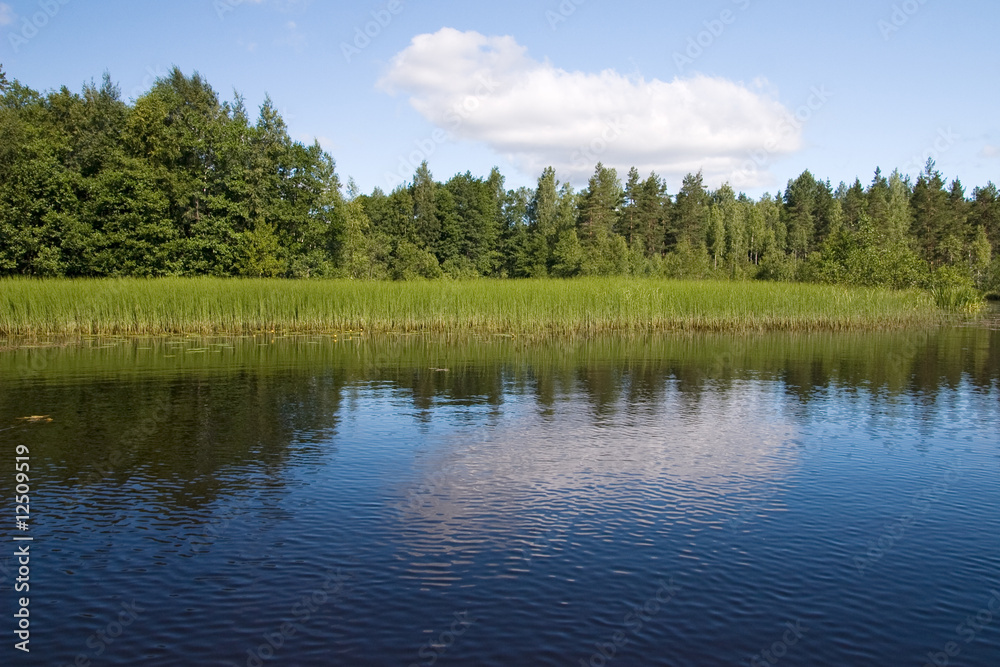 Obraz premium Clouds reflection in lake