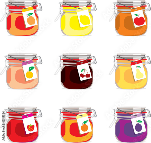 isolated jam jars set
