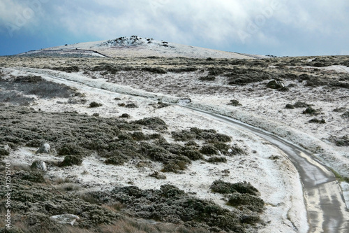 Road covered in snow photo