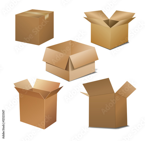 vector cardboard boxes. Opened and closed