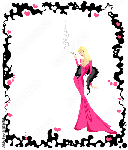 The beautiful girl in a pink dress
