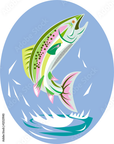 Rainbow trout jumping