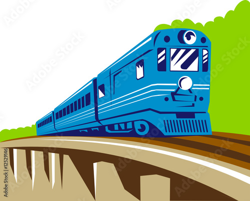 Train passing on viaduct
