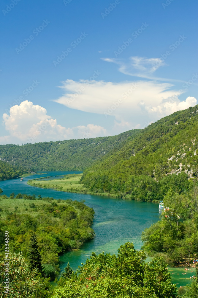 Beautiful river landscape scene, Croatia