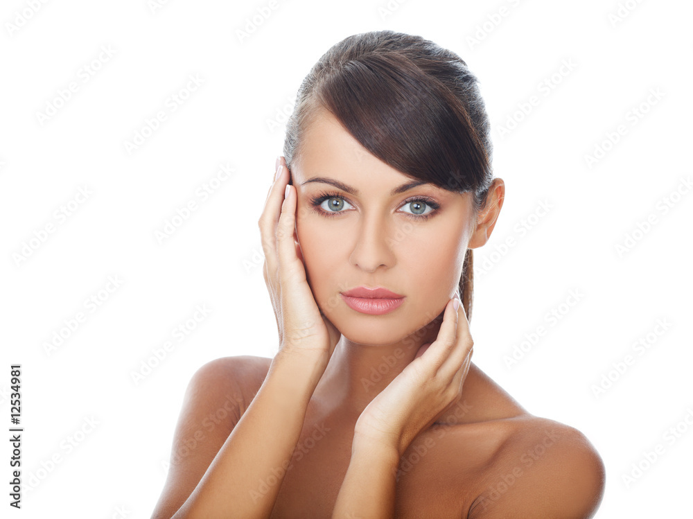 Portrait of beautiful and sexy woman on white Portrait of beautiful and sexy woman on white