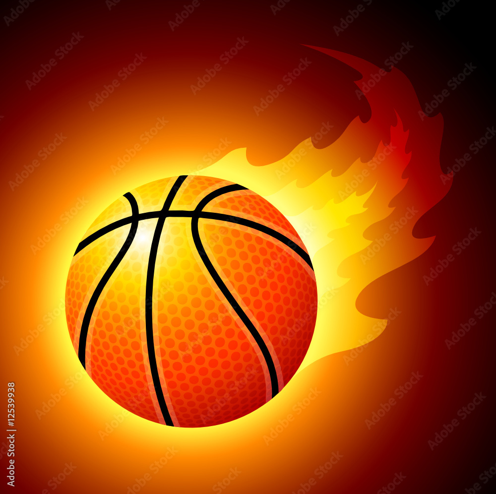 Fototapeta premium Vector Flaming Basketball