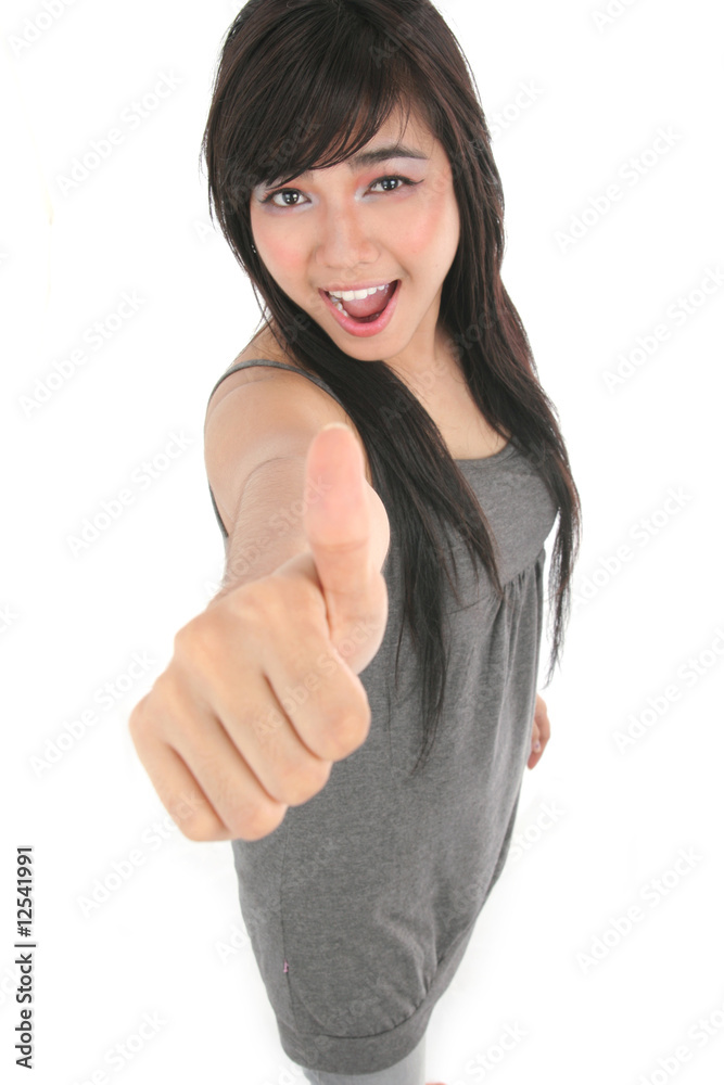 Great thumb up high angle Great thumb up high angle