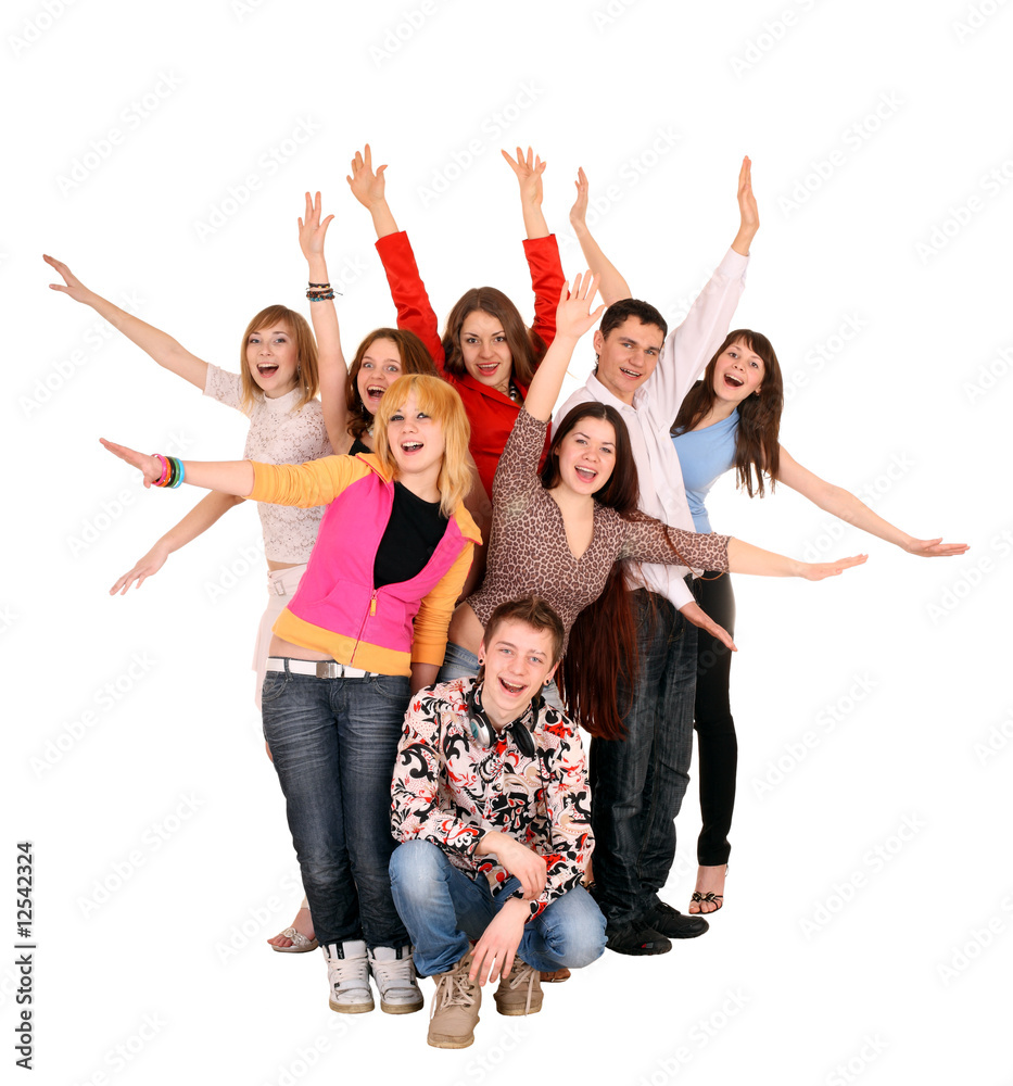 Cheerful group of young people. Cheerful group of young people.