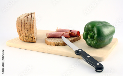 A meat sandwich with vegetable